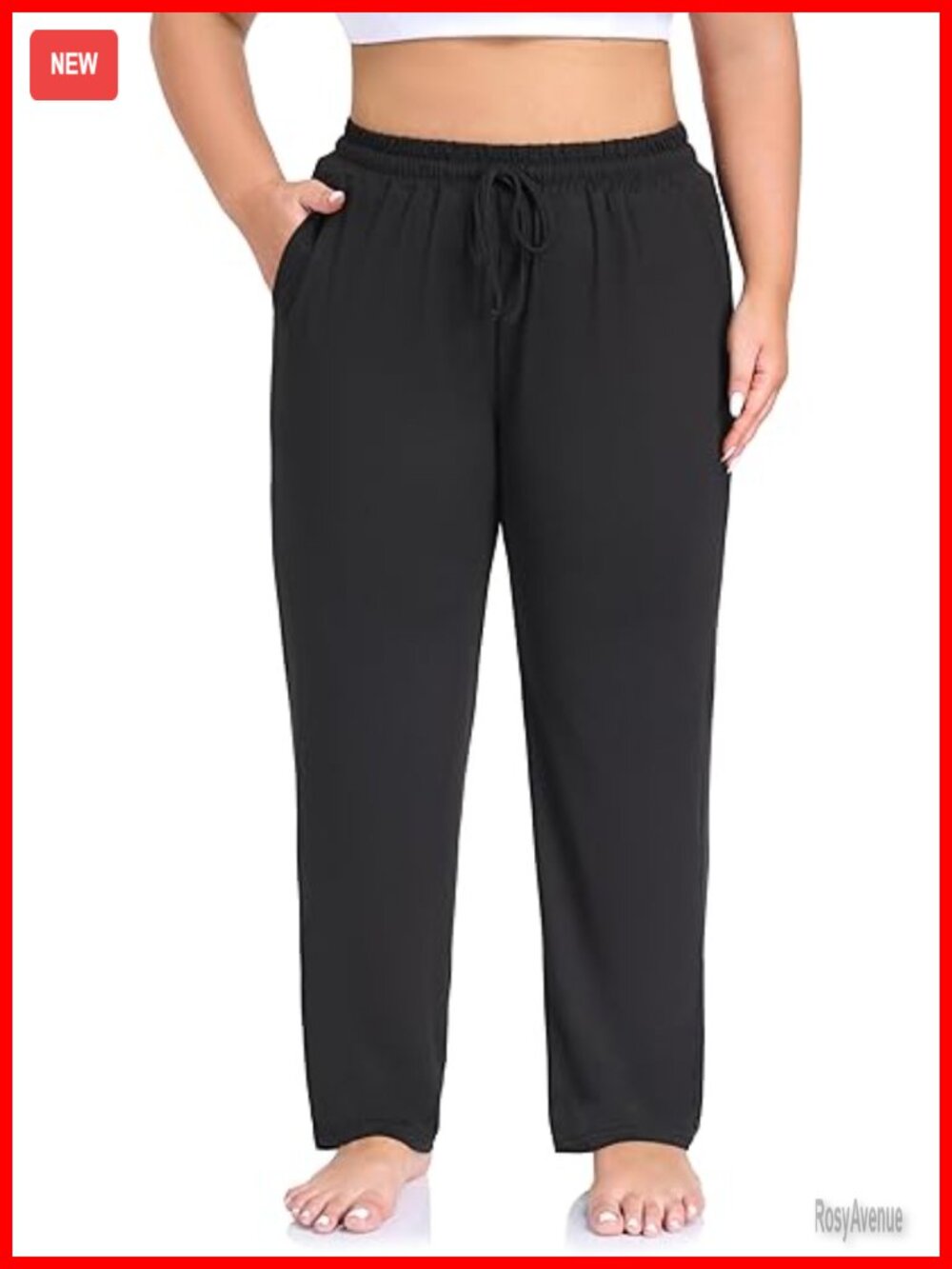 Plus Size Yoga Pants Straight Leg Drawstring Pockets